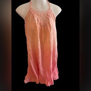 Vintage L.E.I Women’s Halter Ombre Pink/Peach Summer Sun Dress SZ S